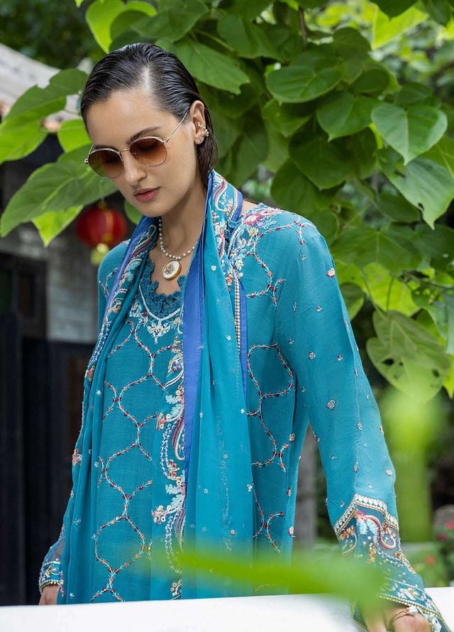 Nuvera by Mushq Hemline Embroidered Raw Silk Suits Unstitched 3 Piece MQ25NF D-02 Valene - Festive Collection
