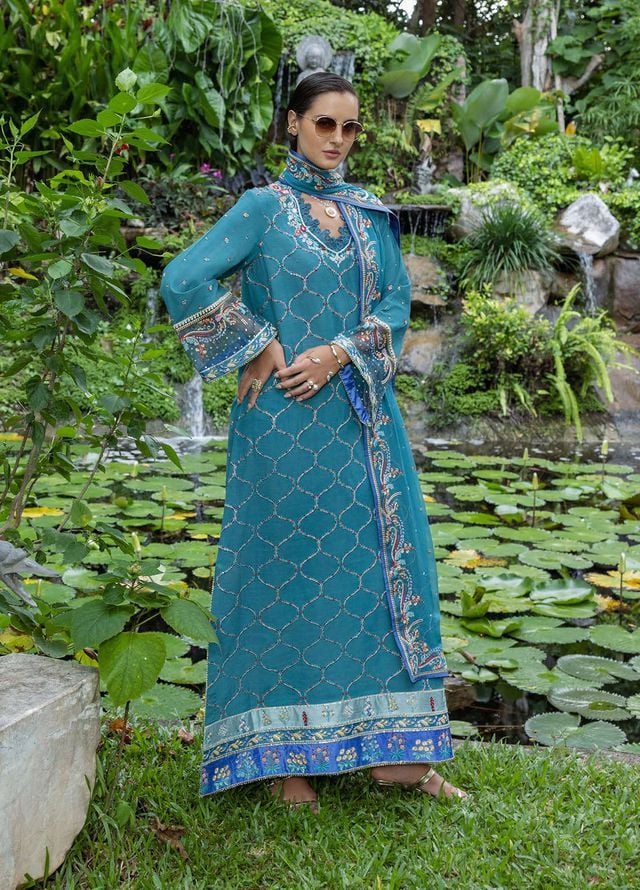 Nuvera by Mushq Hemline Embroidered Raw Silk Suits Unstitched 3 Piece MQ25NF D-02 Valene - Festive Collection