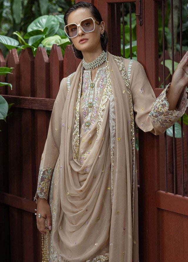 Nuvera by Mushq Hemline Embroidered Raw Silk Suits Unstitched 3 Piece MQ25NF D-04 Ardena - Festive Collection