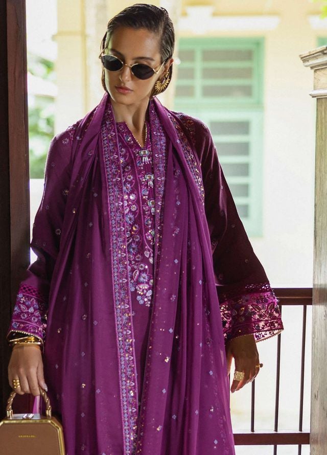 Nuvera by Mushq Hemline Embroidered Raw Silk Suits Unstitched 3 Piece MQ25NF D-05 Avenelle - Festive Collection