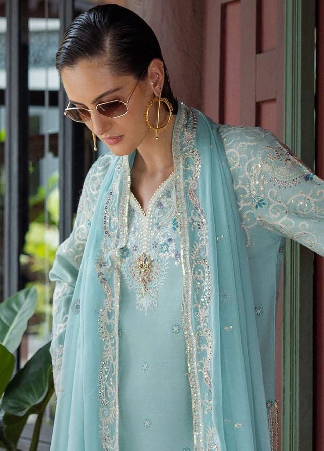 Nuvera by Mushq Hemline Embroidered Raw Silk Suits Unstitched 3 Piece MQ25NF D-06 Freyelle - Festive Collection