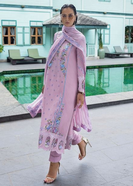 Nuvera by Mushq Hemline Embroidered Raw Silk Suits Unstitched 3 Piece MQ25NF D-07 Leore - Festive Collection