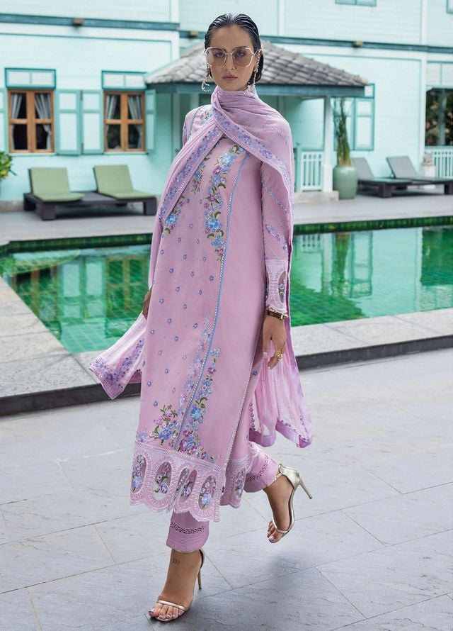 Nuvera by Mushq Hemline Embroidered Raw Silk Suits Unstitched 3 Piece MQ25NF D-07 Leore - Festive Collection