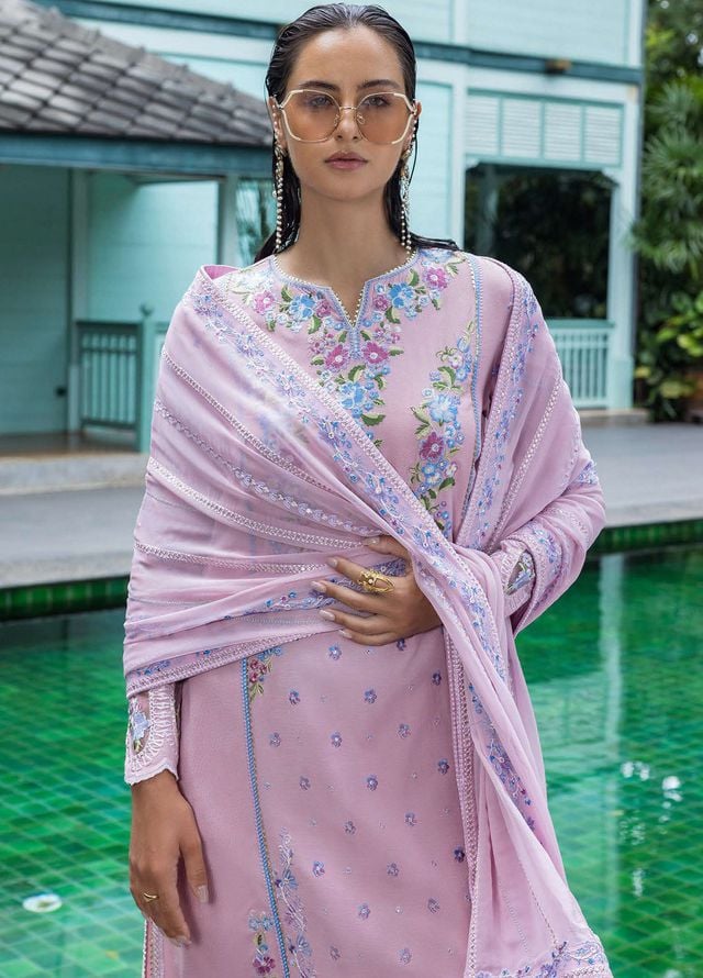 Nuvera by Mushq Hemline Embroidered Raw Silk Suits Unstitched 3 Piece MQ25NF D-07 Leore - Festive Collection