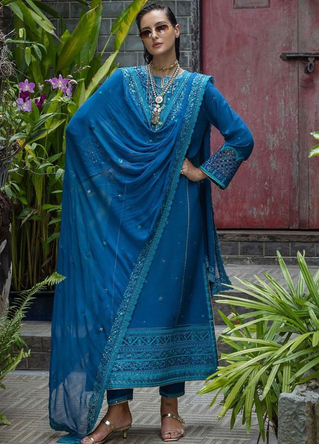 Nuvera by Mushq Hemline Embroidered Raw Silk Suits Unstitched 3 Piece MQ25NF D-08 Marisette - Festive Collection