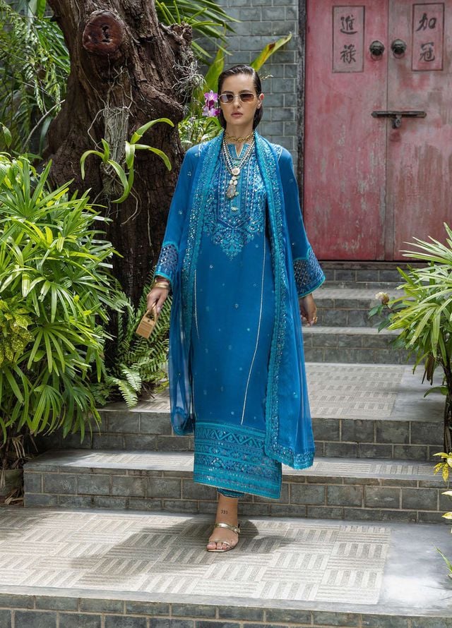 Nuvera by Mushq Hemline Embroidered Raw Silk Suits Unstitched 3 Piece MQ25NF D-08 Marisette - Festive Collection