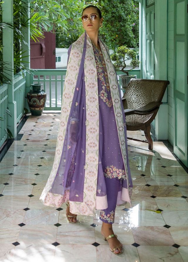 Nuvera by Mushq Hemline Embroidered Raw Silk Suits Unstitched 3 Piece MQ25NF D-09 Elaris - Festive Collection