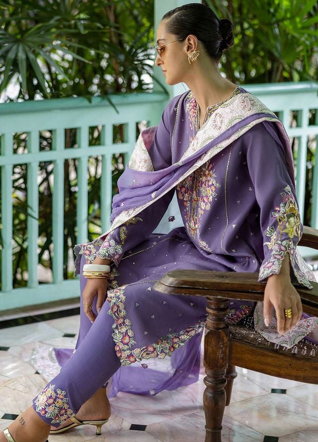 Nuvera by Mushq Hemline Embroidered Raw Silk Suits Unstitched 3 Piece MQ25NF D-09 Elaris - Festive Collection