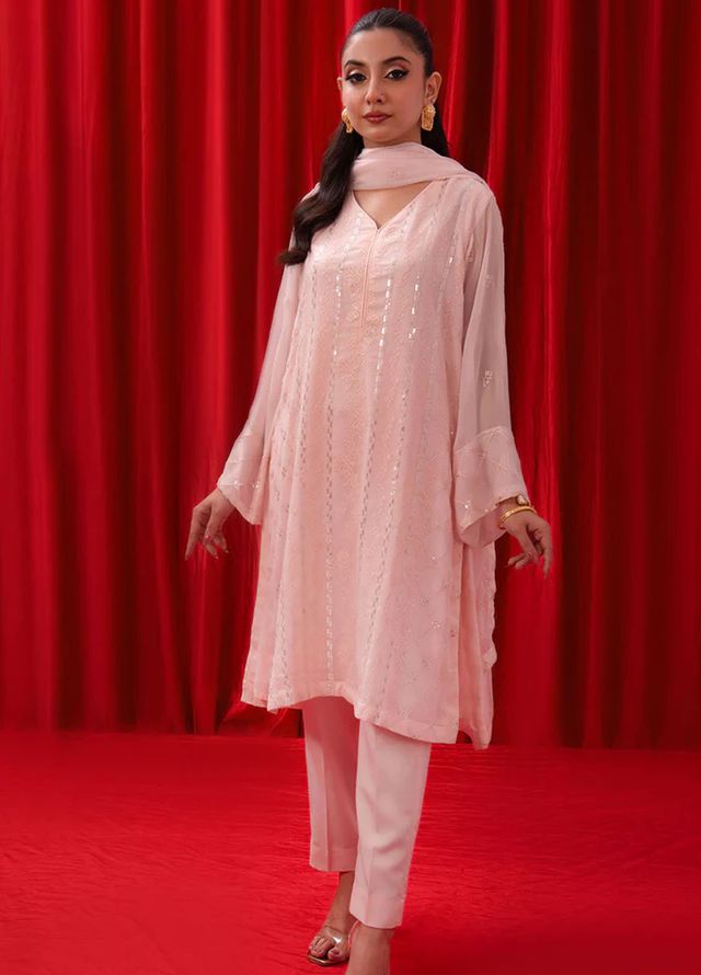 Ochre Pret Embroidered Chiffon 3 Piece SOF-04