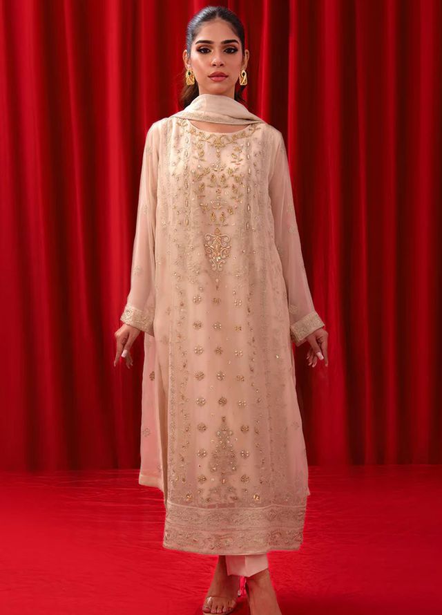 Ochre Pret Embroidered Chiffon 3 Piece SOF-05