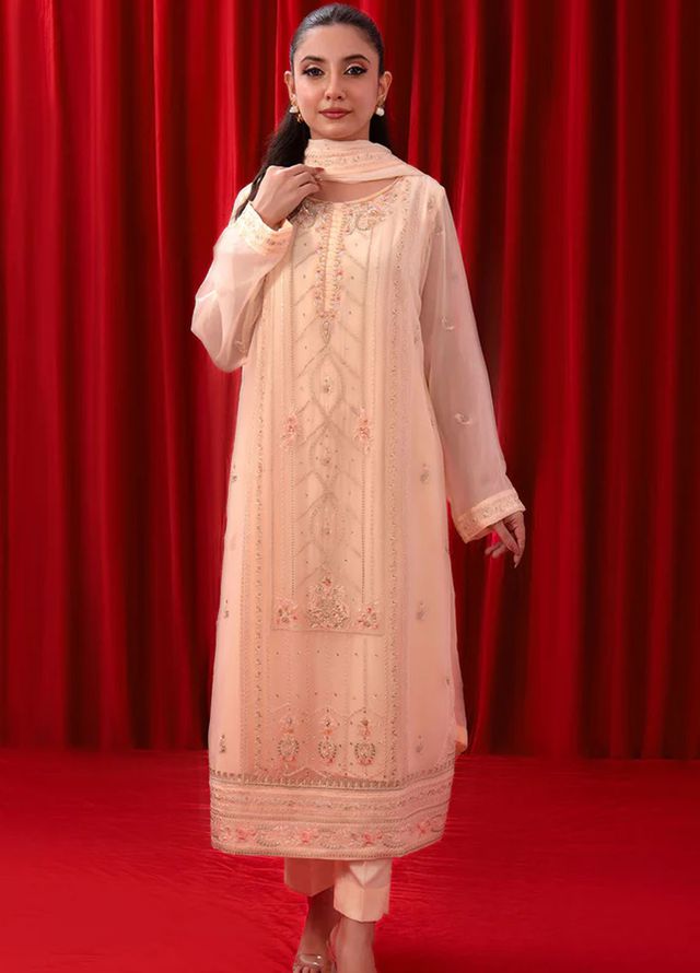Ochre Pret Embroidered Chiffon 3 Piece SOF-07