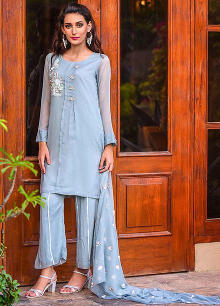 Ochre Pret  Chiffon 3 Piece OFW 279 (M) Ash Grey