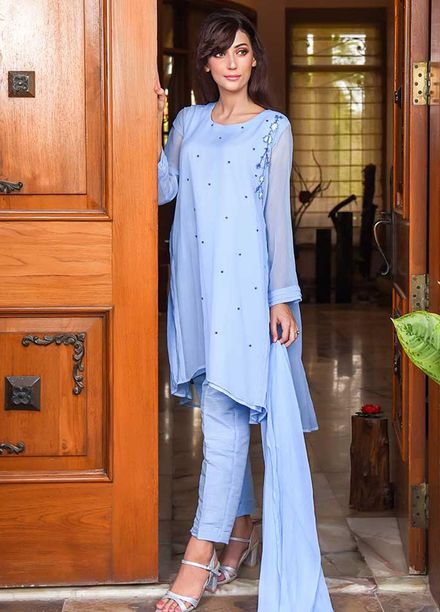 Ochre Pret  Chiffon 3 Piece OFW 276 (M) Chambray Blue