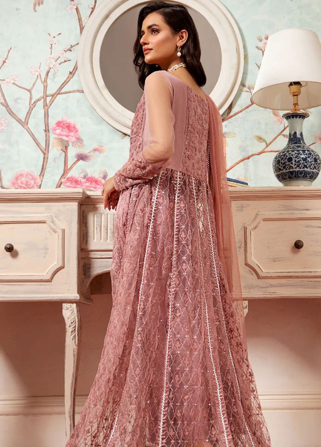 Pashmire Pret Embroidered Net 3 Piece Suit Umber