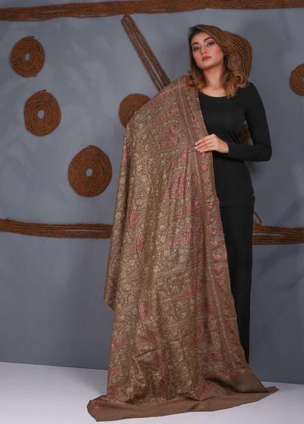 Sanaulla Exclusive Range Embroidered Pashmina  Shawl SU21P Resham Aari 324009 - Pashmina Shawls