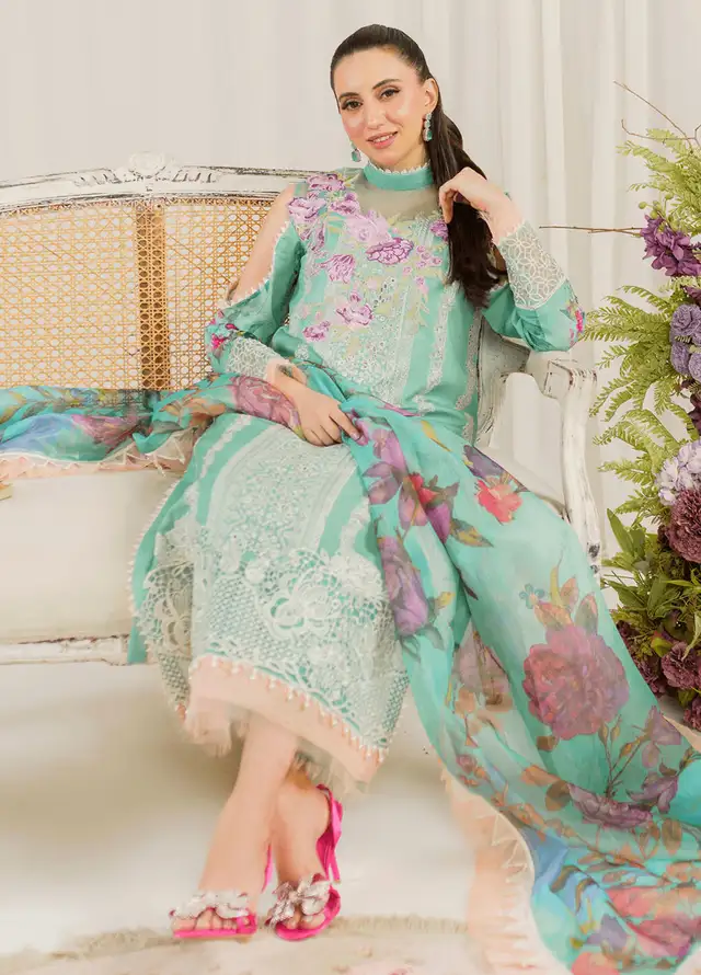 Pretty In Pink By Asifa And Nabeel Embroidered Lawn Suit Unstitched 3 Piece AN24L PP-3 Water Lily - Summer Collection