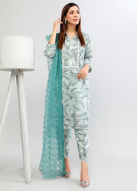 PrintKari By Noorma Kaamal Chikankari Schiffli Suits Unstitched 3 Piece NK23PK NK-DCP-04 - Summer Collection