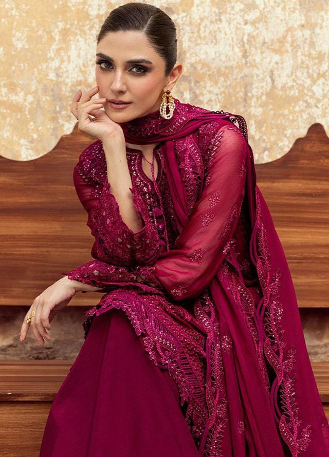 Qalamkar Embroidered Chiffon Suits Unstitched 3 Piece QLM25QC WC-02 Siofe - Formals Collection