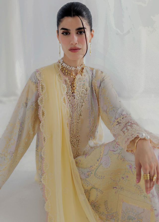 Qalamkar Embroidered Silk Suits Unstitched 3 Piece QLM25LS D-03 Leni - Festive Collection