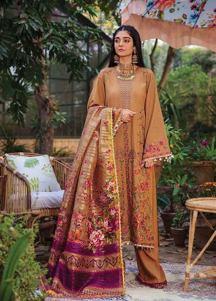 RajBari Embroidered Karandi Suits Unstitched 3 Piece RB21W 4B - Winter Collection