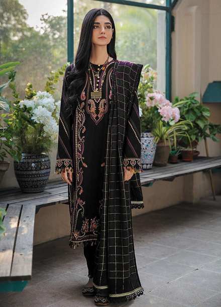 RajBari Embroidered Khaddar Suits Unstitched 3 Piece RB21W 5A - Winter Collection
