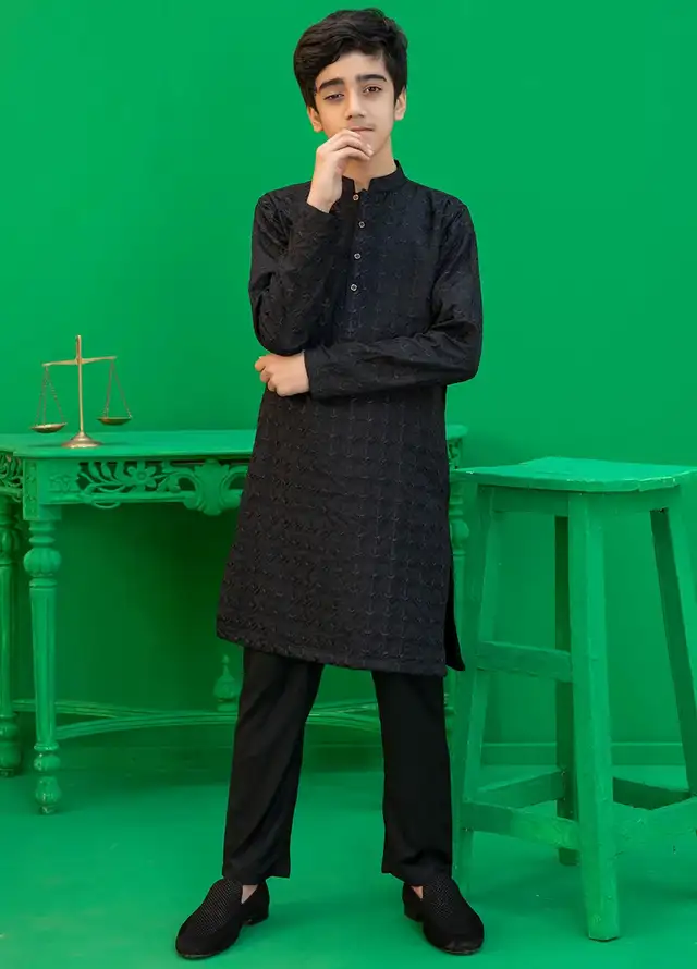  Rang By Ahmad Raza Wash N Wear Embroidered Boys Kurta Pajama -  AR-8005