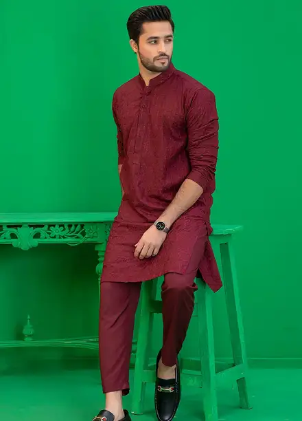  Rang By Ahmad Raza Wash N Wear Fancy Men Kurta Shalwar -  AR5048