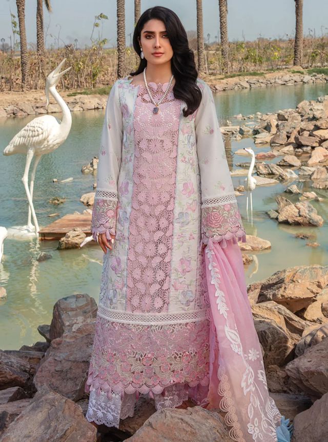 Rang Rasiya Embroidered Lawn Suits Unstitched 3 Piece RR24PE D-12 Hoorain - Summer Eid Collection