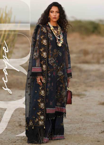 The Soul Saga By Rang Rasiya Embroidered Organza Suits Unstitched 3 Piece RR21SS 03 Noirel - Premium Collection
