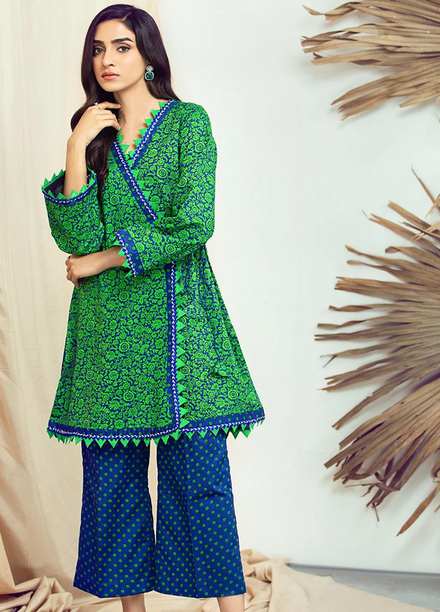Rangoli by Ittehad Textiles Printed Lawn Suits Unstitched 2 Piece ITD21R 21404A-GRN - Summer Collection
