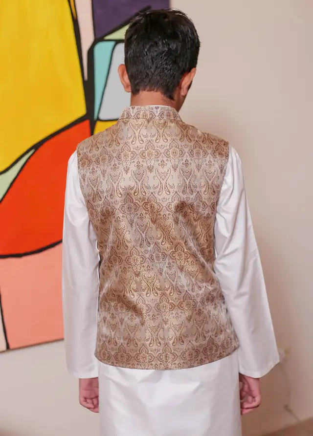  Real Image Jamawar Formal Boys Fancy Waistcoat - KWP-133