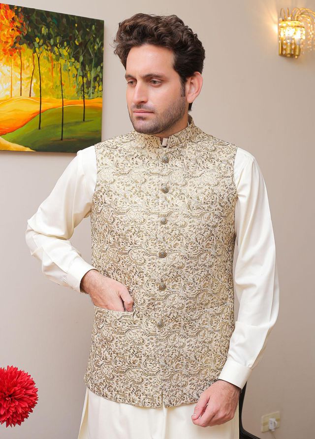 Real Image  Formal Waistcoat for Men -  W - 145 Gold