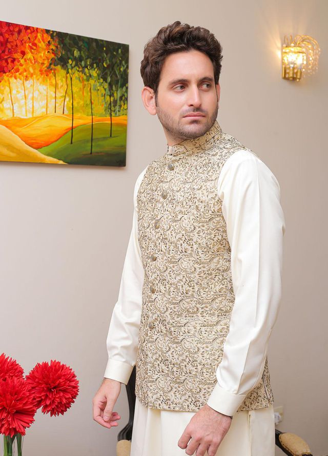 Real Image  Formal Waistcoat for Men -  W - 145 Gold