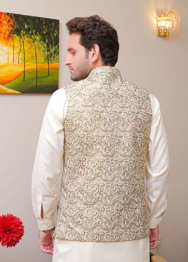 Real Image  Formal Waistcoat for Men -  W - 145 Gold