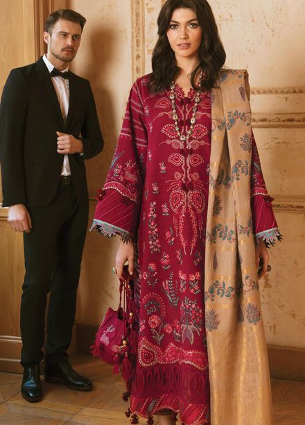 Republic WomensWear Embroidered Khaddar Suits Unstitched 3 Piece RW21W D6 Le Petunia - Winter Collection