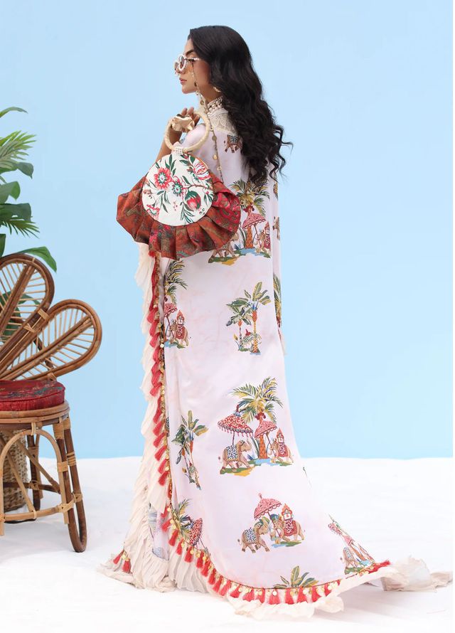 Resort by Musferah Pret Printed Silk 1 Piece Suit Celeste
