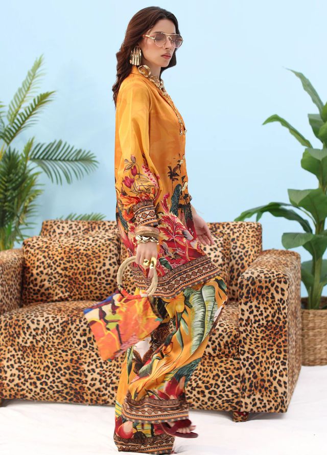 Resort by Musferah Pret Printed Silk 2 Piece Suit Golden Sol