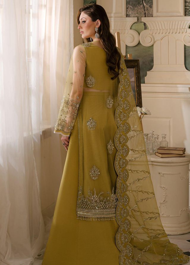 Reve Royal by Fabiha Fatima Pret Embellished Net 3 Piece Suit Citrine