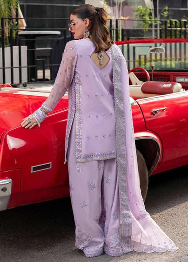 Sahane Embroidered Chiffon Suits Unstitched 3 Piece CT 25002 Lavendine - Formals Collection