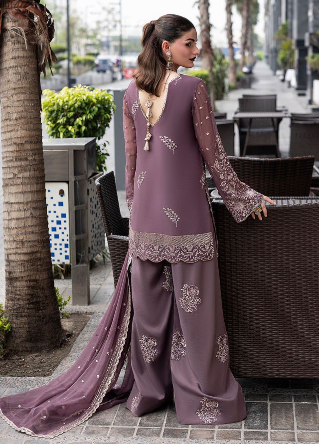 Sahane Embroidered Chiffon Suits Unstitched 3 Piece CT 25005 Roseate - Formals Collection