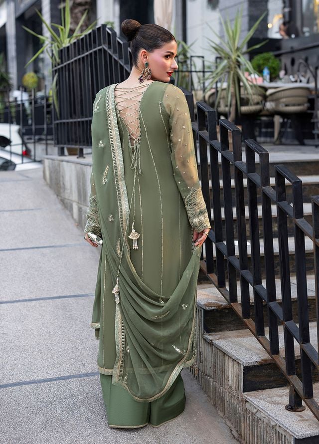 Sahane Embroidered Chiffon Suits Unstitched 3 Piece CT 25006 Mist - Formals Collection
