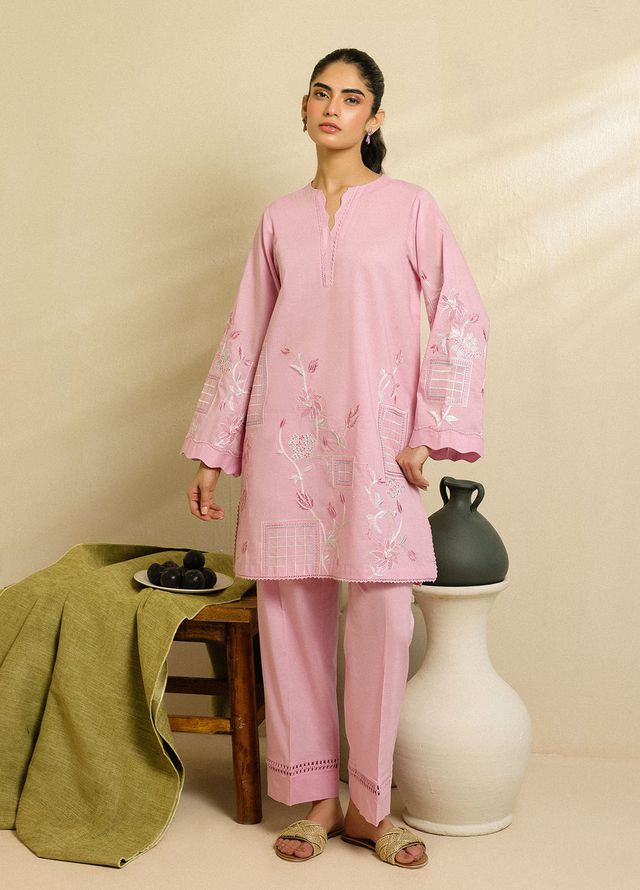 Sahar Pret Embroidered Cambric 2 Piece Suit Rose Veil