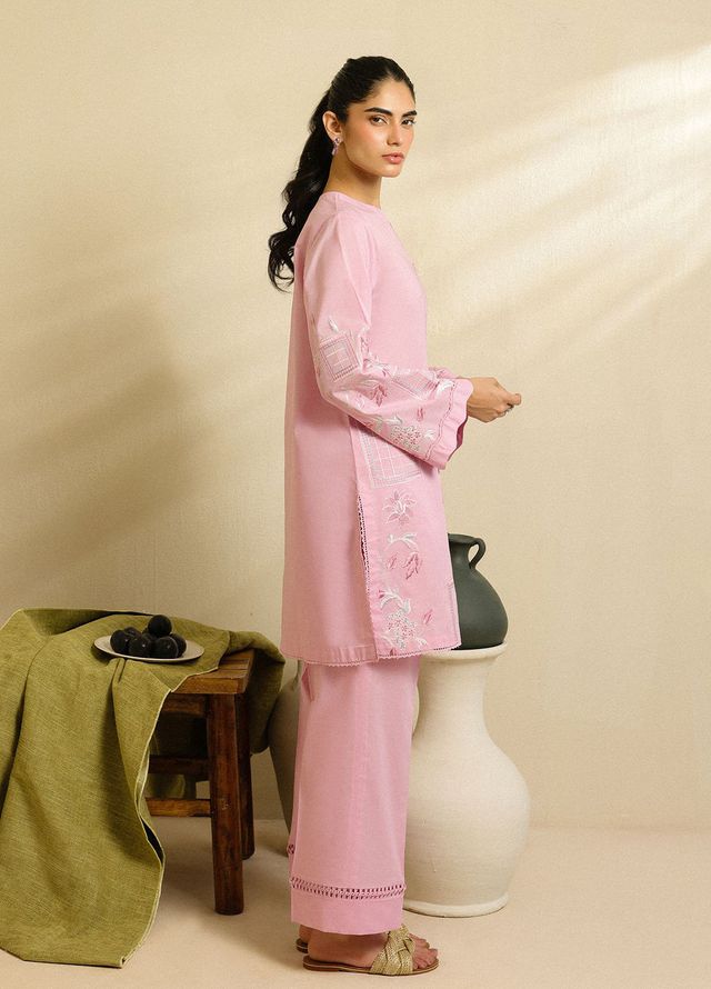 Sahar Pret Embroidered Cambric 2 Piece Suit Rose Veil