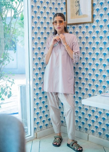 Sahar Pret Embroidered Cambric 2 Piece Suit Silver Haze