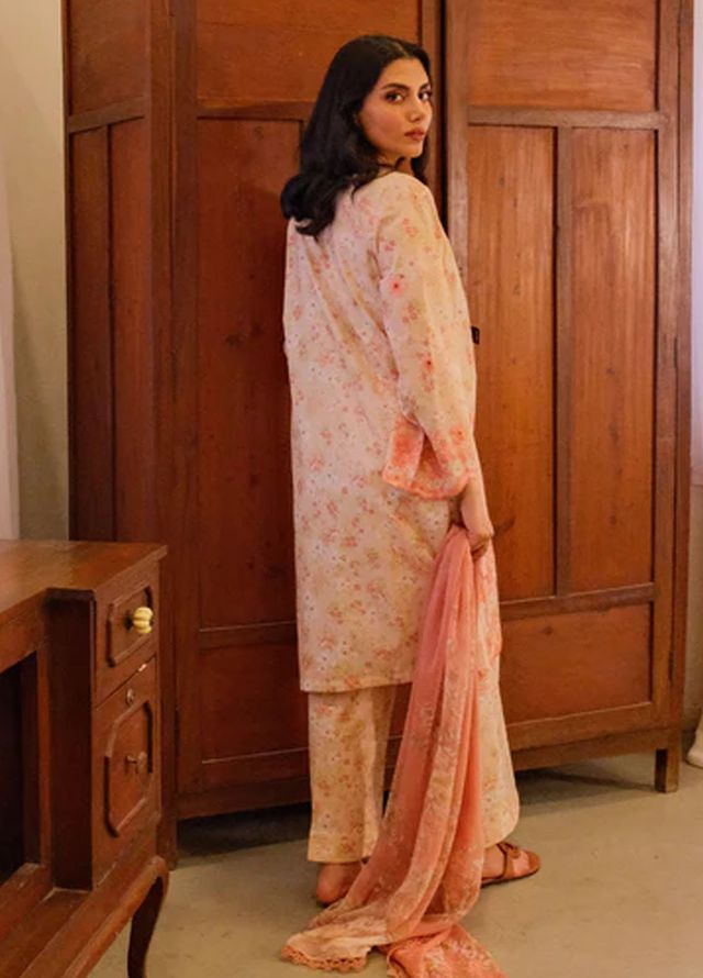 Sahar Pret Embroidered Lawn 2 Piece Suit Peach Garden