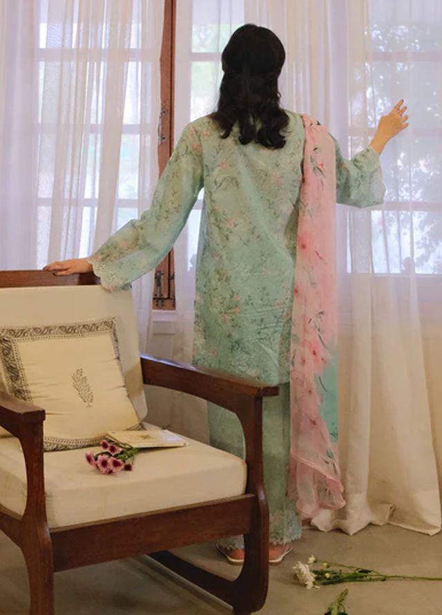 Sahar Pret Embroidered Lawn 2 Piece Suit Rosemint Bloom