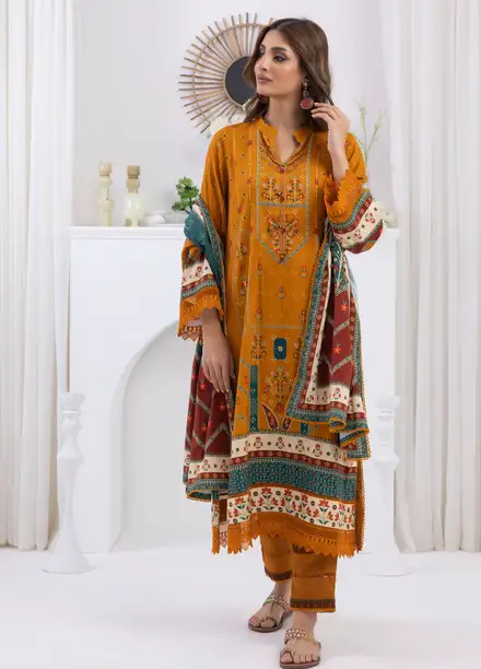 Salina by Regalia Textiles Printed Jacquard Linen Suits Unstitched 3 Piece D-08 - Winter Collection