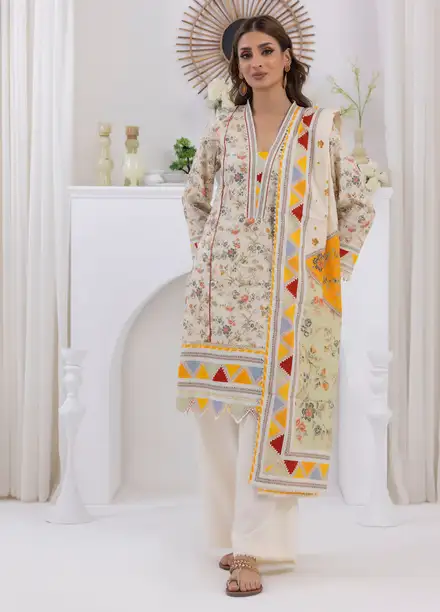 Salina by Regalia Textiles Printed Jacquard Linen Suits Unstitched 3 Piece D-10 - Winter Collection