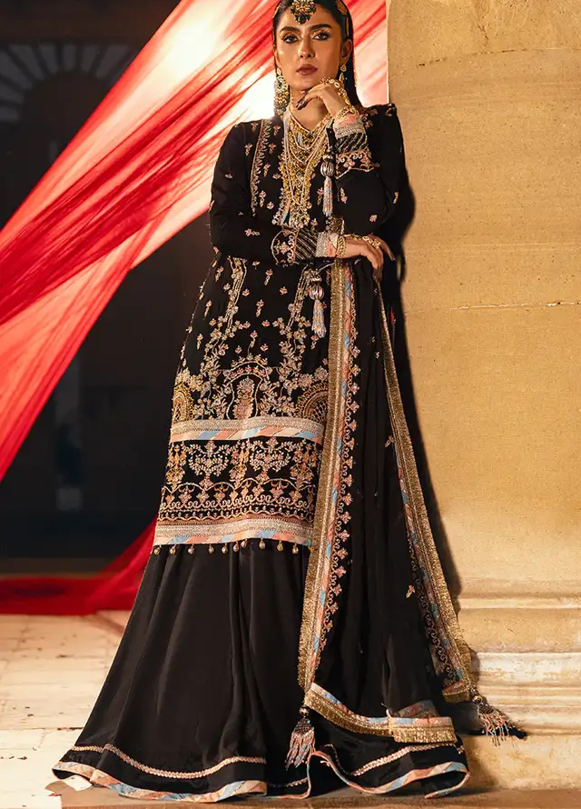 Salitex Embroidered Cotton Net Suits Unstitched 3 Piece WUS3LA23NO8UT - Festive Collection