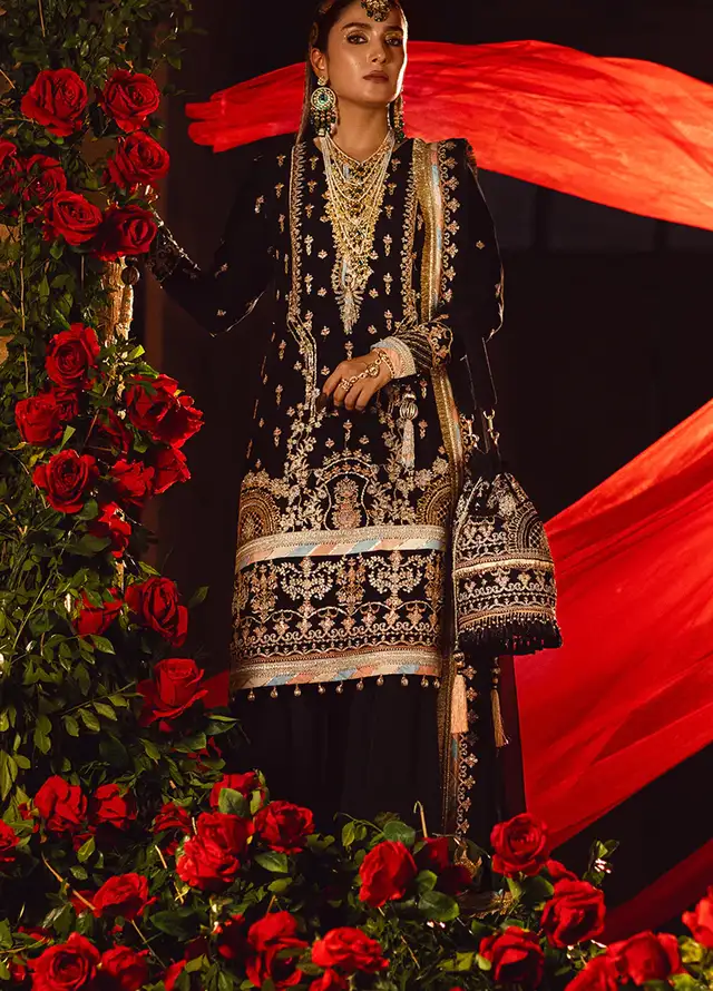Salitex Embroidered Cotton Net Suits Unstitched 3 Piece WUS3LA23NO8UT - Festive Collection